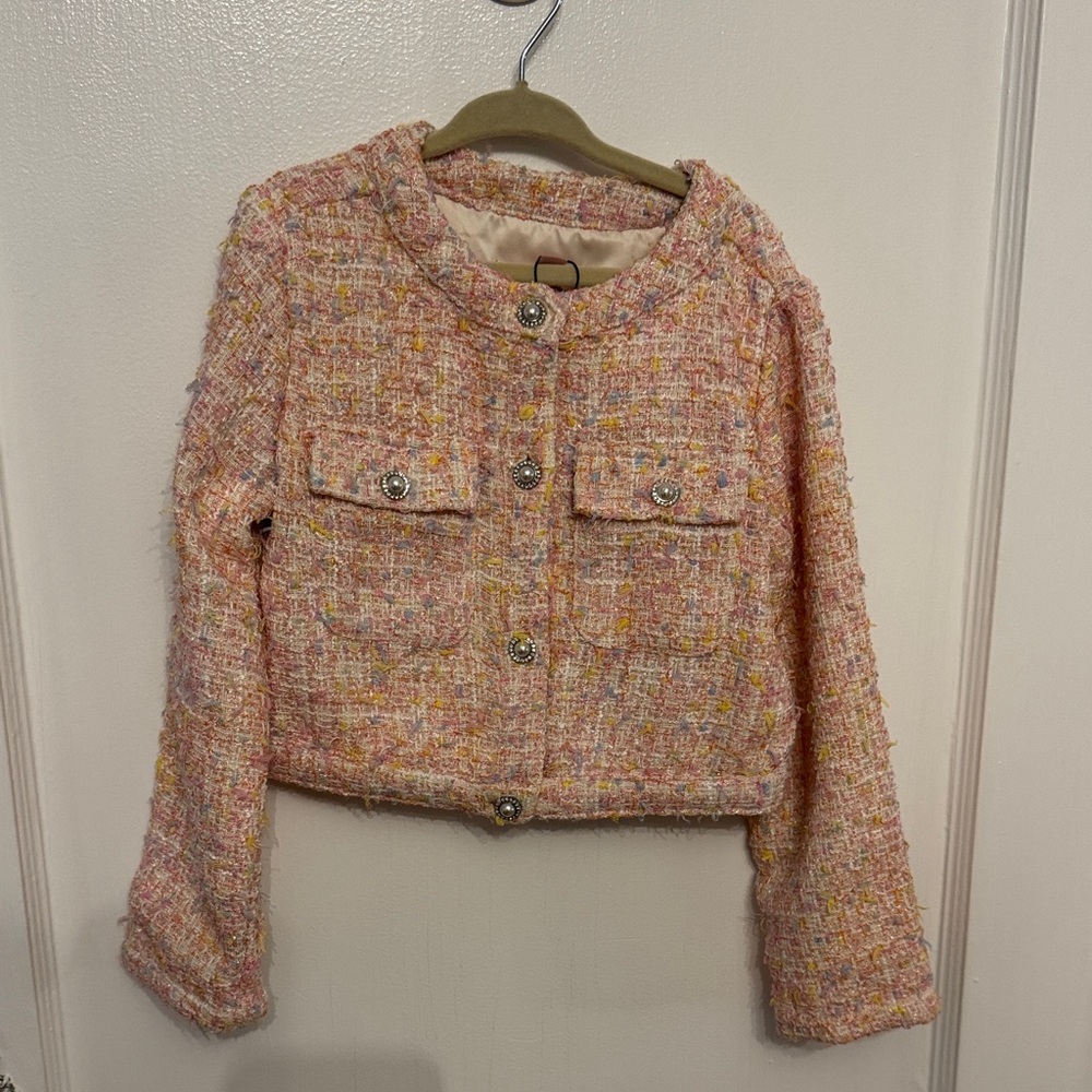 BCBG Girls Pink Tweed Kids Jacket